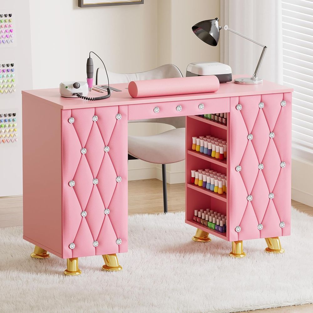 Leather Desk Pad - Table de manucure avec collecteur de